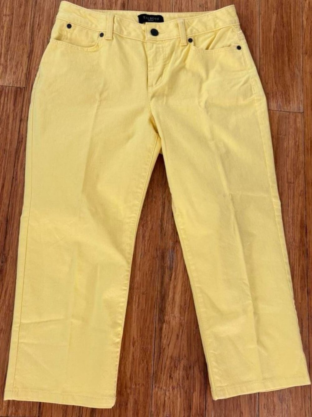 Talbots Yellow Curvy Pants Size 6P Petite Straight Leg Preppy